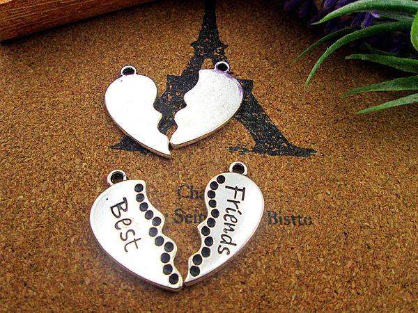 

12set 27*27mm antique silver heart charm friend charms pendants, Bronze;silver