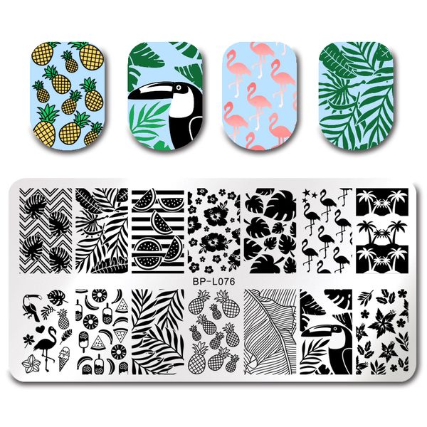 

born pretty triangle nail stamping template flamingo plate flower moon compass rectangle manicure nail art image plate for diy, White