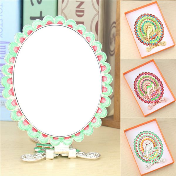 

russia cosmetic mirror deskportable handle folding mirror holding ancient peacock imitation copper birthday gift