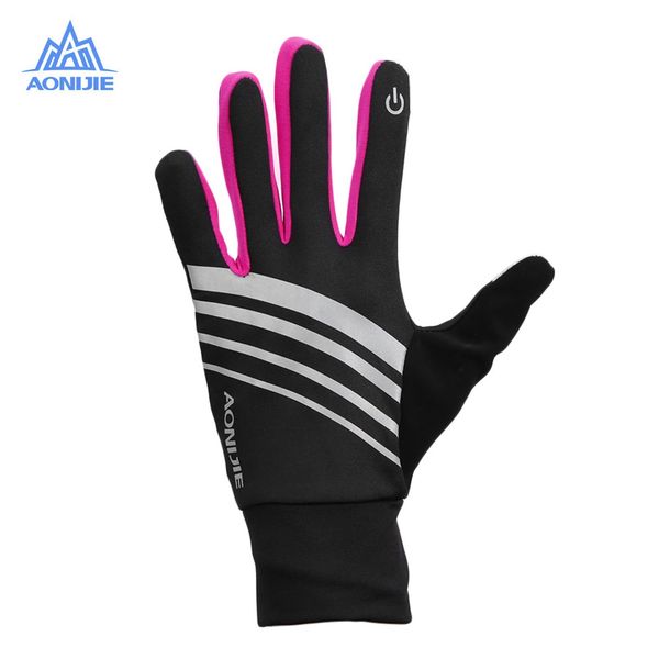 

aonijie outdoor sports fleece gloves touch screen finger tip full fingers protective mitten fleece fabric, windproof and warm, Black