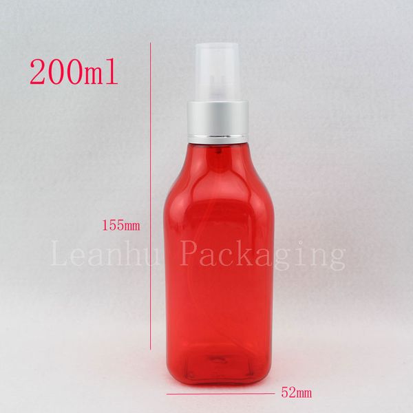 200ml X30 flaconi per pompa spray liquidi in plastica quadrati rossi vuoti, packaging cosmetico colorato, flacone spray per trucco cosmetico