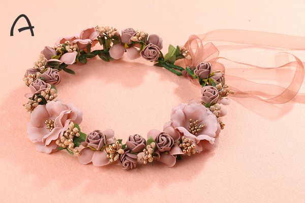 Accessori da sposa più venduti Fasce per capelli da sposa con fiori di seta economici, ghirlande da sposa colorate estive su misura