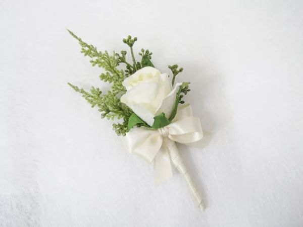 

White Rose Corsage, White Rose Boutonnieres, Wedding Boutonniere