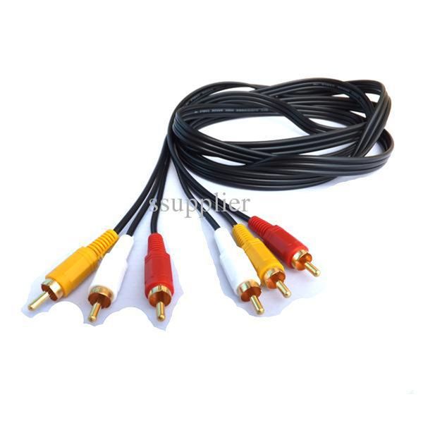 

10pcs/lot 3 rca male to male m/m extension av audio video cable cord for tv box 1.5m