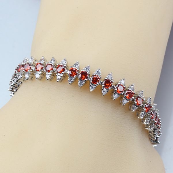 

new arrival red rhodolite link chain bracelet length 17cm 4-color 925 sterling silver jewelry for women/girl, Black