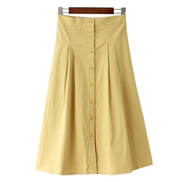 

2018 autumn women high waist cotton long skirts a-line fashion women white skirts jupe femme yellow skirt saia faldas, Black
