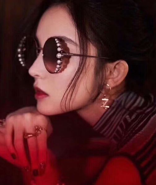 

women designer gold/brown shades sunglasses with pearl sonnenbrille sun glasses eyewear driving glasses fashion new in box, White;black