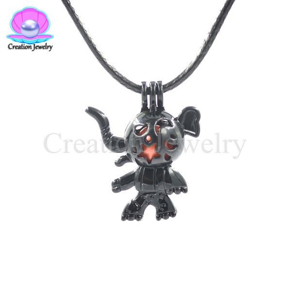 

bulk black elephent pearl cages christmas women kids love wish oyster pearl pendants gift gemstone lockets diy charms without akoya pearls, Silver