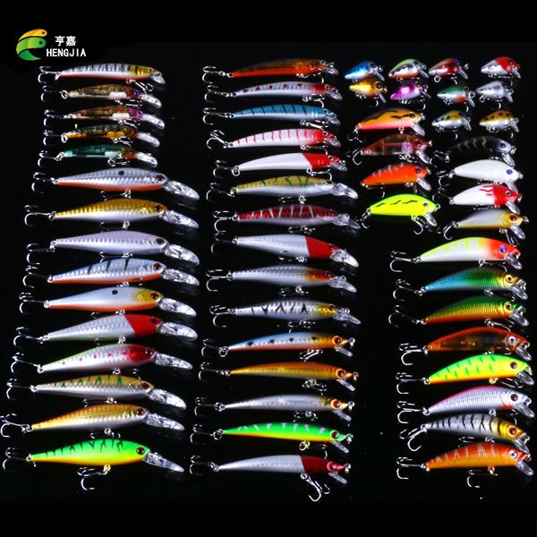 

56pcs/set fishing wobblers set mixed 8 models fishing lures 56 different colors hard baits lifelike fake fishing tackle bait