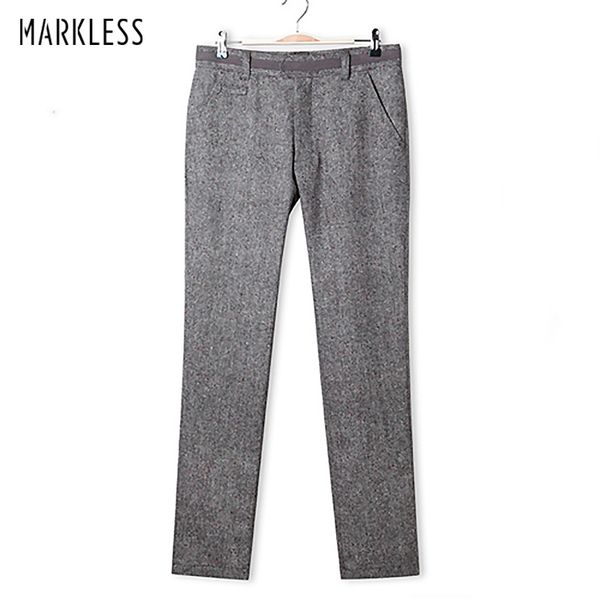 

markless brand casual pants men spring autumn slim fit straight pants men trousers pantalon homme cka3815m, Black