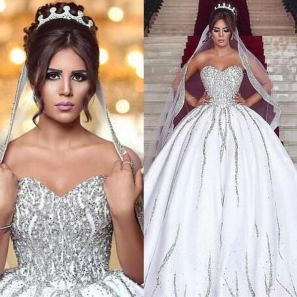 Luxury Arabic Ball Gown Wedding Dresses Sweetheart Sleeveless