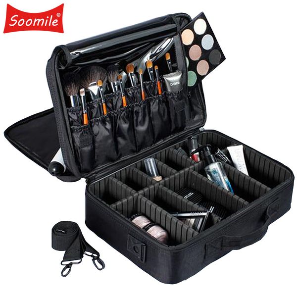 

soomile brand professional makeup bag cosmetic casesbolso mujer travel large capacity women make up organizer storage suitcases