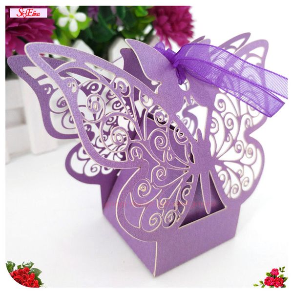 

50pcs laser cut gift box candy boxes gift bags & wrapping supplies with butterfly shape for wedding birthday party decoration 5z