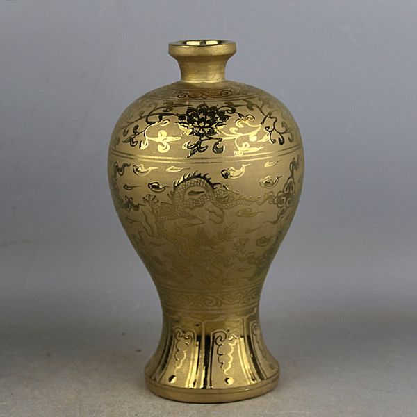 

ming xuande years mark gilt dragon lines vase unearthed ancient porcelain kiln porcelain imitation handmade antique ornaments