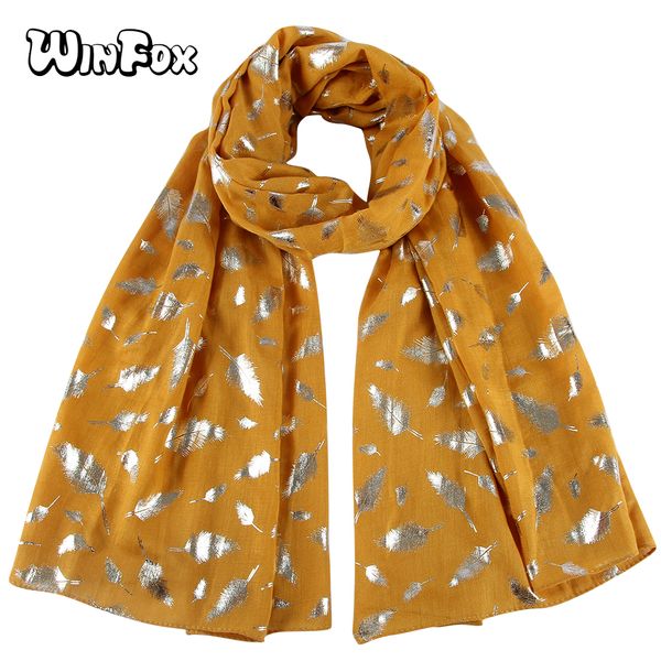 

winfox fashion spring summer long feather print scarves women elegant ladies polyester yellow shawl scarf cachecol bufanda mujer