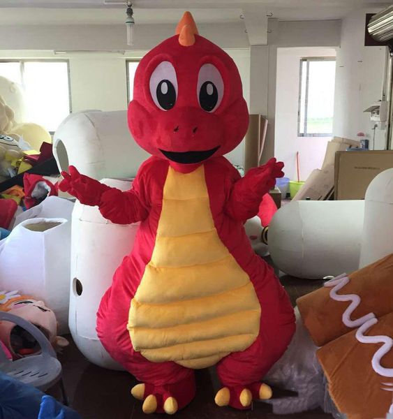 2019 Hot new a cabeça cor vermelha dinossauro dino traje da mascote para adulto