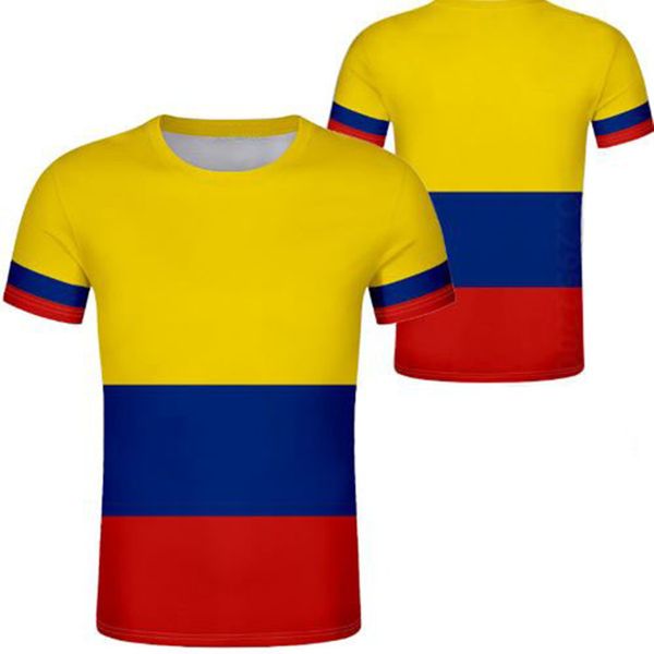 Kolombiya T Gömlek DIY Ücretsiz Custom Made Adı Numarası Col T-Shirt Ulus Bayrak Co İspanyol Cumhuriyeti Ülke Logosu Baskı Fotoğraf 0 Giysileri