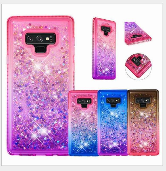 

для samsung galaxy s8 s9 plus note 8 9 j3 j5 j7 2018 a5 a6 tpu+ pc case блеск зыбучие пески жидкость плавающий течет блеск блестящие чехлы д