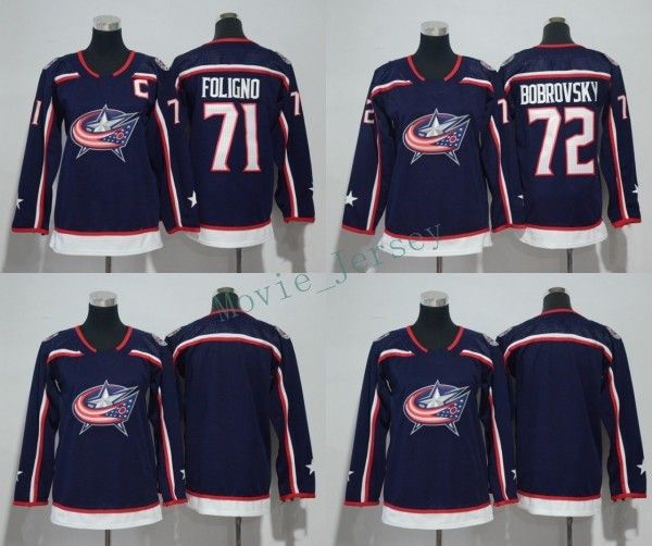 

Men Women Youth Kids Columbus Blue Jackets #72 Sergei Bobrovsky 71 Nick Foligno Blue Jerseys All Stiched Hockey Jersey Boy Girls