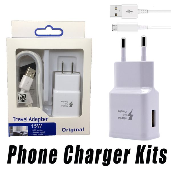 

quick charger 2 in 1 5v 2a adapter us eu plug home travel wall charger kits usb cable data sync cable for samsung mobile phone