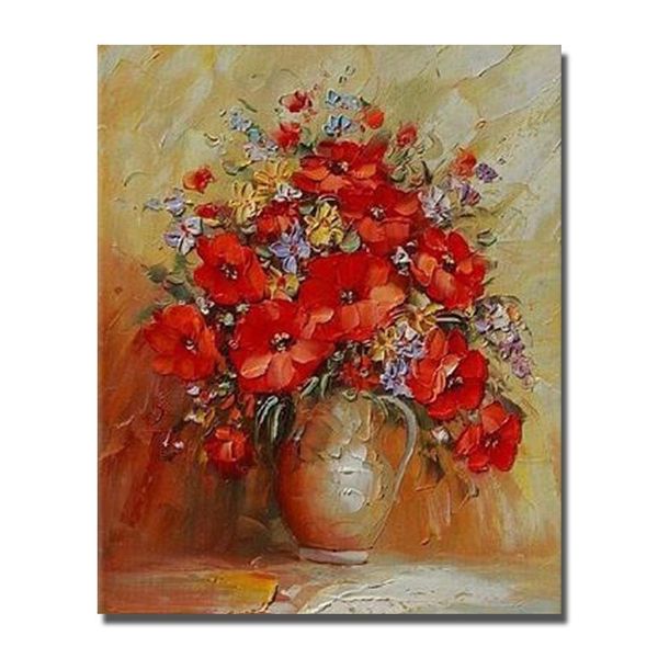 

pop 100% handmade painting red flowers abstract oil painting on canvas pictures decor images wall decoration no frame