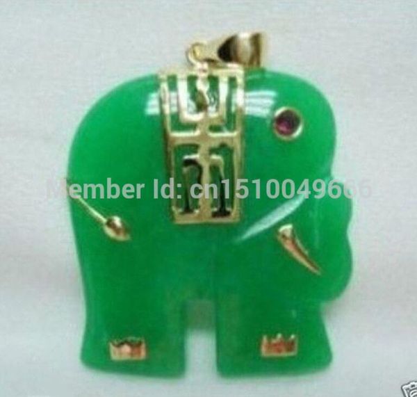 

in charming green stone elephant pendant necklace, Silver