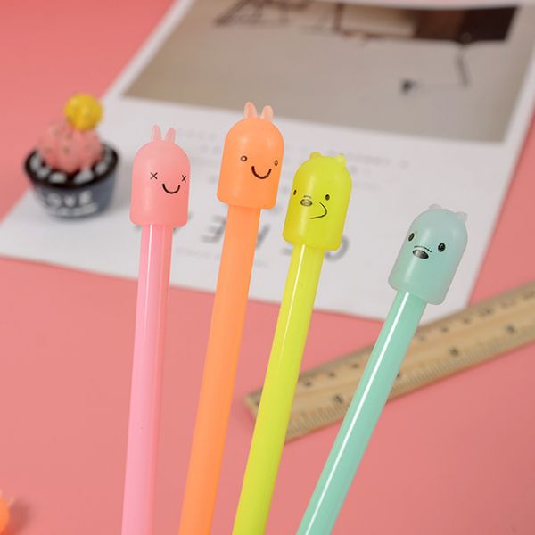 

4 pcs/set kawaii candy color gel pen 0.5mm cartoon animal bear neutral pen gift stationery student supplies