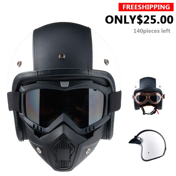 

LDMET кожа PU мотоциклетный шлем реактивный шлем с открытым лицом cascos para moto винтаж Ха