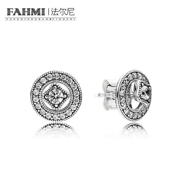 

fahmi 100% 925 sterling silver 1:1 original exquisite style noble 290721cz vintage allure earrings studs jewelry, Golden;silver