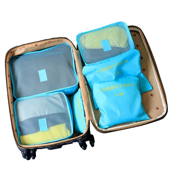 

6pcs of bags travel bags 6 space saving including bags tissue travel (blue) suits the case of 24 / 25 inches