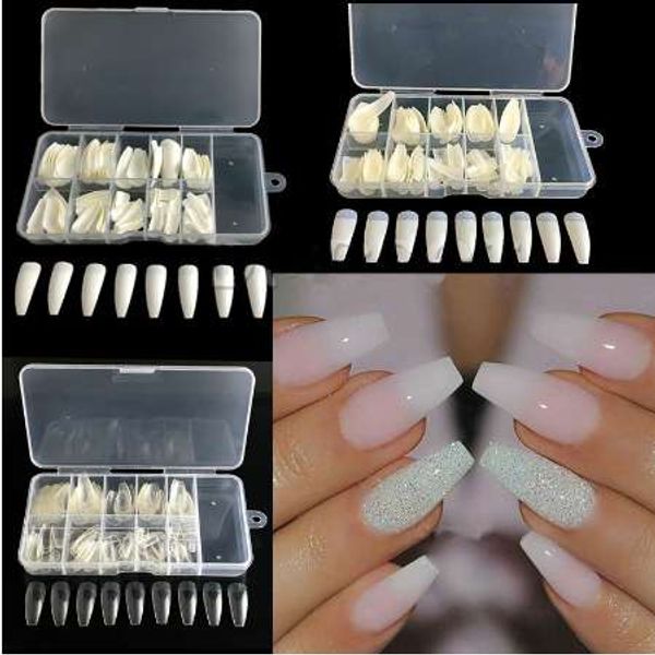 100Pcs Ballerina Shape False Nails Tips Practice Polish Gel Artificiale Falso Nail Art Display Salone naturale trasparente decorato