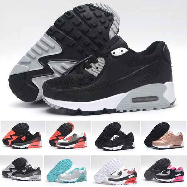 Großhandel 2018 Nike Air Max 90 Kids Fashion Atmungsaktive Klassische 90 Leder Schuhe Mit 8 Farben Kinder Gute Qualität Schuhe Für Jungen Designer air max 90 wildleder schuhe Kostenloser Versand!
