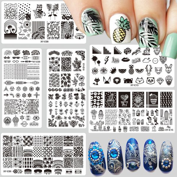 

1x nail stamping plates fashion flamingo pineapple cactus flower christmas steel stamp template nail polish stencils xye01-16, White