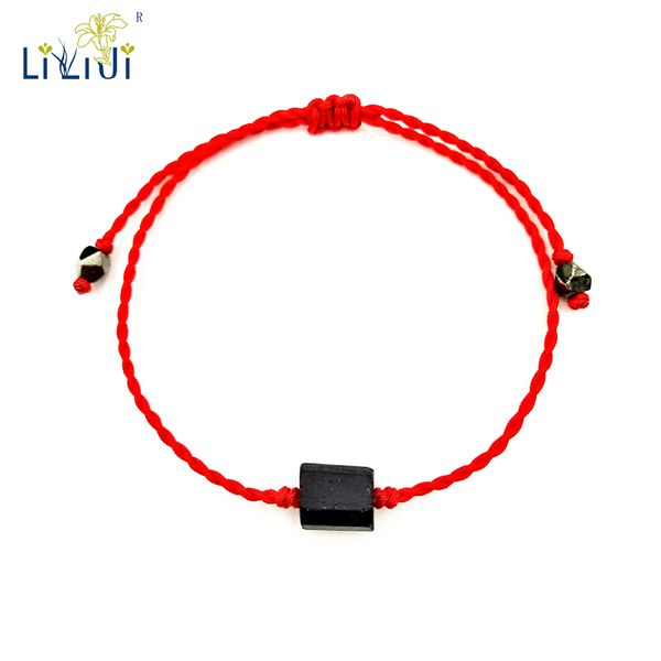 

liiji unique red rope bracelet black tourmalines pyrite healing good luck friendship handwork bracelet for men or women