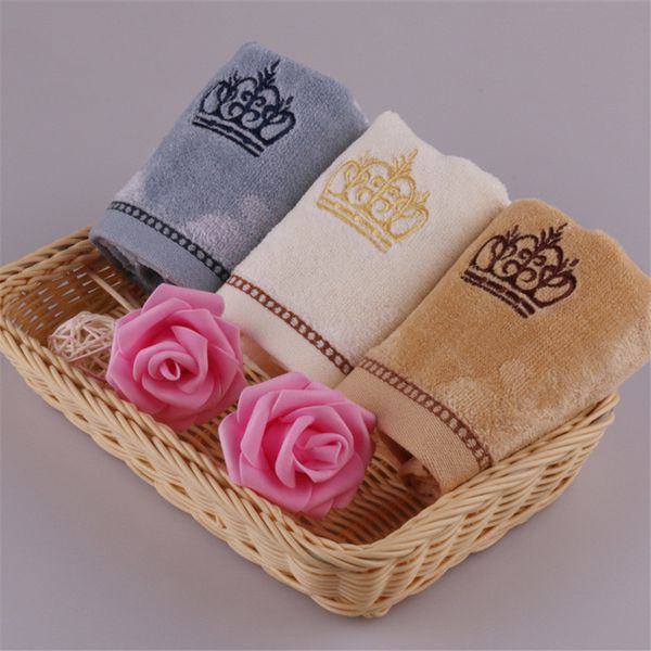 

34*34cm 2017 small hand towel 100% cotton crown embroidery face towel plain soft baby wipes toalla de cara