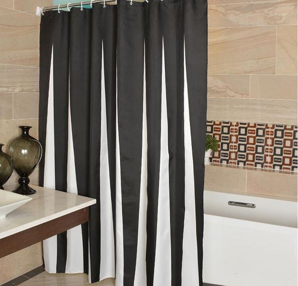 

fyjafon bathroom shower curtain polyester fabric bath curtain waterproof moldproof black white strips