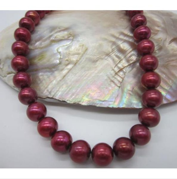 

beautiful 18" 9-10mm natural red south sea pearl necklace 14k yellow gold clasp, Silver