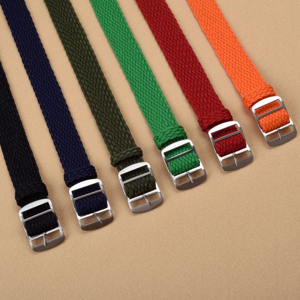 

wholesale 10 pcs/lot watch strap 20 22mm watch band black navy blue solid color perlon woven strap for sport watches men women, Black;brown