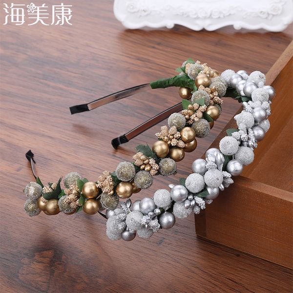 

haimeikang romantic glass beads wreath wedding bridal girls women fashion headwear floral headband hair accessories