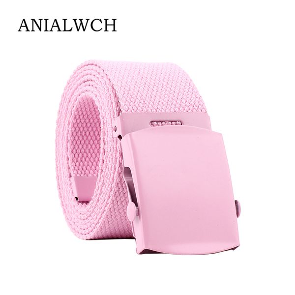 

130cm automatic buckle belt for men's jeans 2018 all-match woman's canvas belt lovers brief solid color lon woman n222, Black;brown