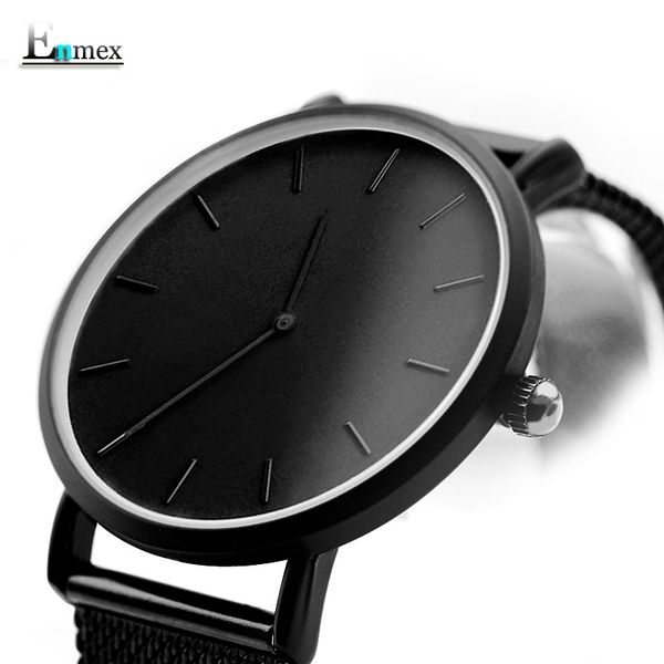 

2017 enmex cool style men wristwatch brief vogue simple stylish black and white face stainless steel quartz clock fashion watch, Slivery;brown