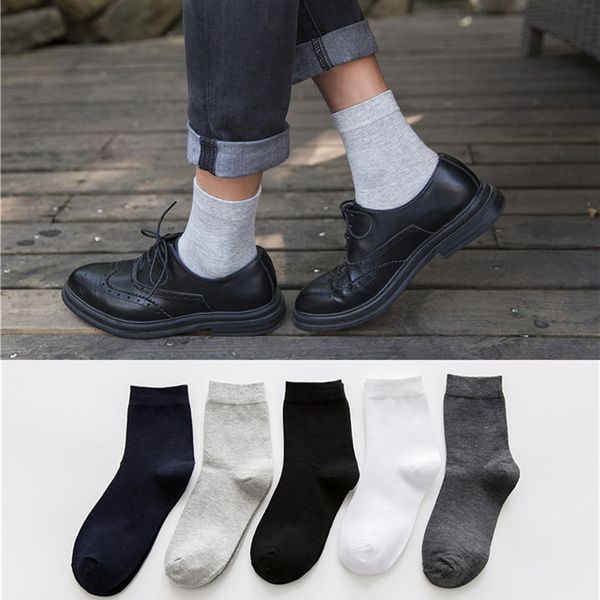 

zdl-403 men business solid color casual cylindrical cotton socks sweat-absorbent breathable 10 pairs, Black