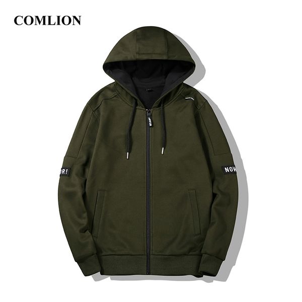 

2018 new fashion hoodies solid color long sleeve drawstring hooded jacket men casual zipper coat fall spring sweatshirts c50, Black