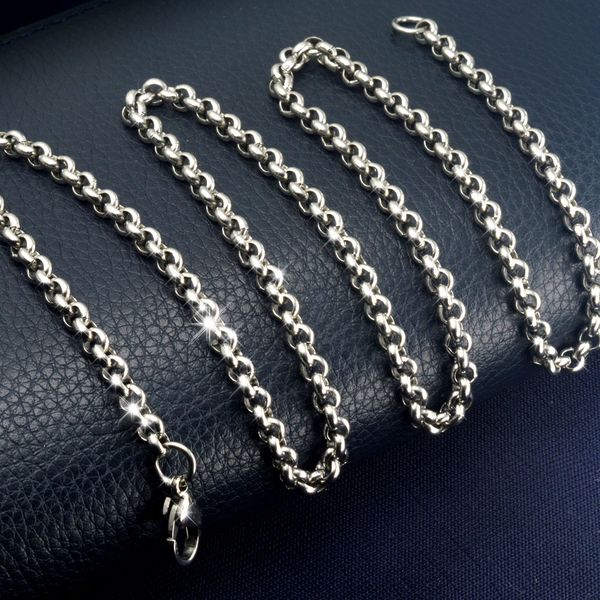 

50cm 60cm 70cm stainless steel 4mm silver tone ring link chain necklace n305