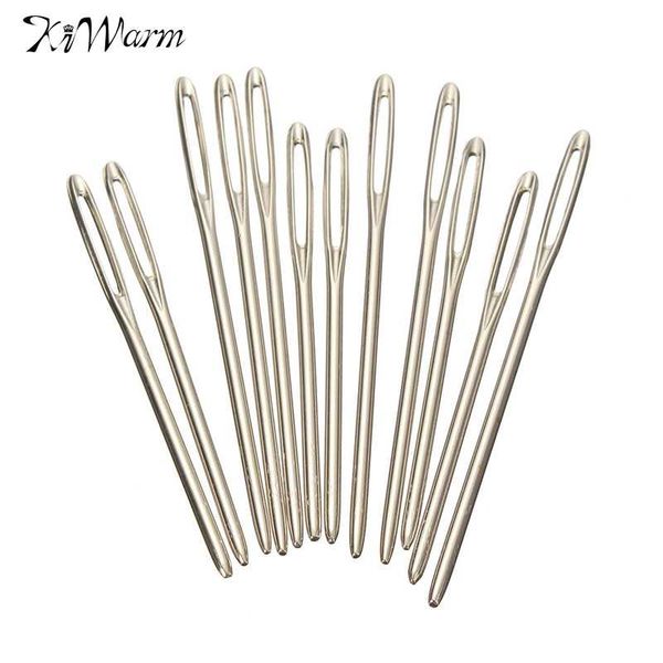 

kiwarm 12pcs stainless steel knitting needles needlework sewing tool needle arts crafts hand stitches sewing accessories 7cm 6cm, Black