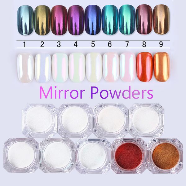 

1 box born pretty mirror nail glitter powder 1g gold blue purple dust manicure nail art glitter chrome pigment, Silver;gold