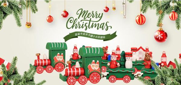 Christmas Decorations High Huality Wooden Train Lovely Modeling