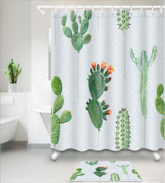 

cactus decor shower curtain flower patterns with tiny fancy modern landscape waterproof contemporary illustration curtains floor mats sets