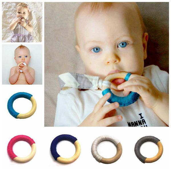 

handmade natural wooden crochet baby infant kids teether teething ring gift toy infant wood ring teethers 8 colors ooa3927