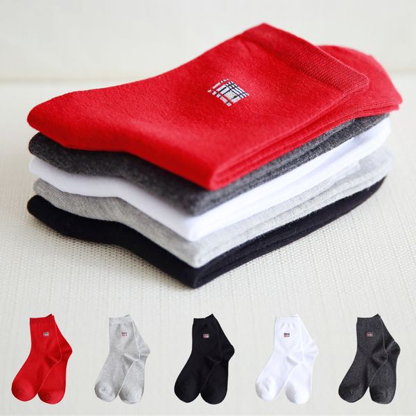 

2018 new high quality fashion casual men's business socks for men cotton crew autumn winter socks meias homens 5 pairs, Black